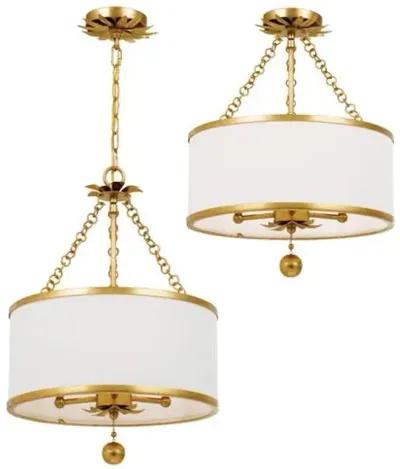 Broche 3-Light Chandelier - Antiqued Gold - Crystorama