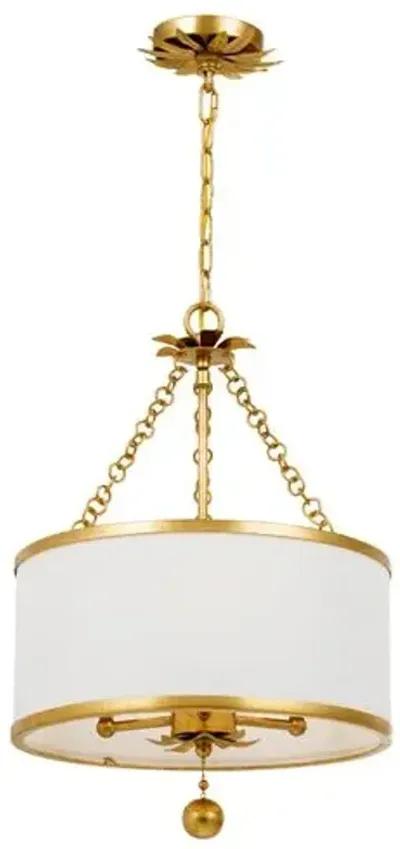 Broche 3-Light Chandelier - Antiqued Gold - Crystorama