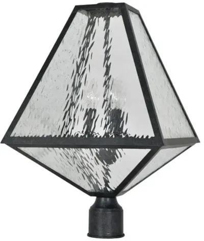 Glacier Large Outdoor 3-Light Post Lamp - Black Charcoal/Clear - Crystorama