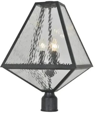 Glacier Large Outdoor 3-Light Post Lamp - Black Charcoal/Clear - Crystorama