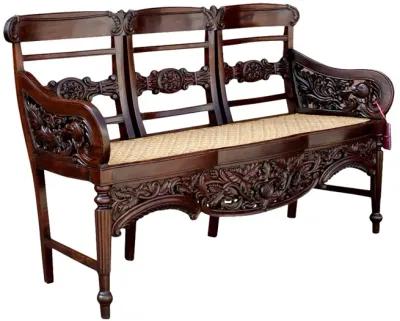 Antique Indo-Portuguese Rosewood Settee - de-cor - brown