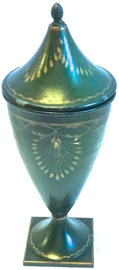 Hand-Painted Tole Chestnut Urn - Vermilion Designs - Green