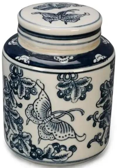 6" Wheeler Butterfly Jar with Lid - White/Blue