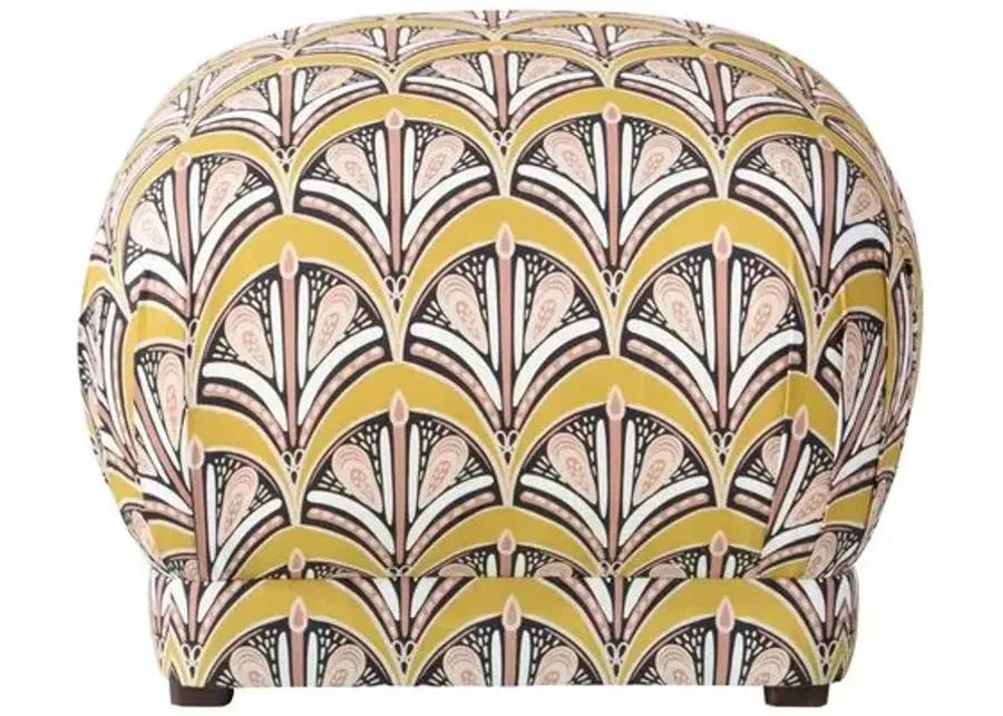 Benton Ottoman - Gold Scallop - Cloth & Company - Handcrafted