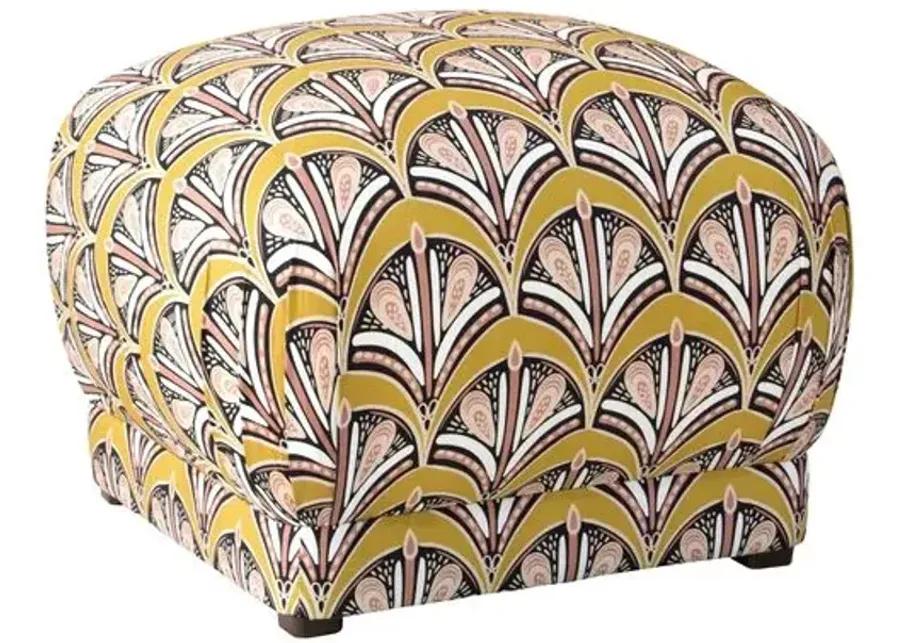 Benton Ottoman - Gold Scallop - Cloth & Company - Handcrafted