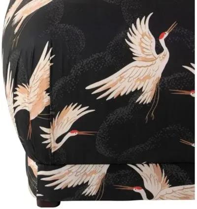 Benton Ottoman - Black Cranes - Cloth & Company - Handcrafted