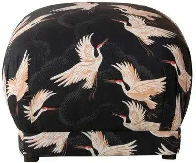 Benton Ottoman - Black Cranes - Cloth & Company - Handcrafted