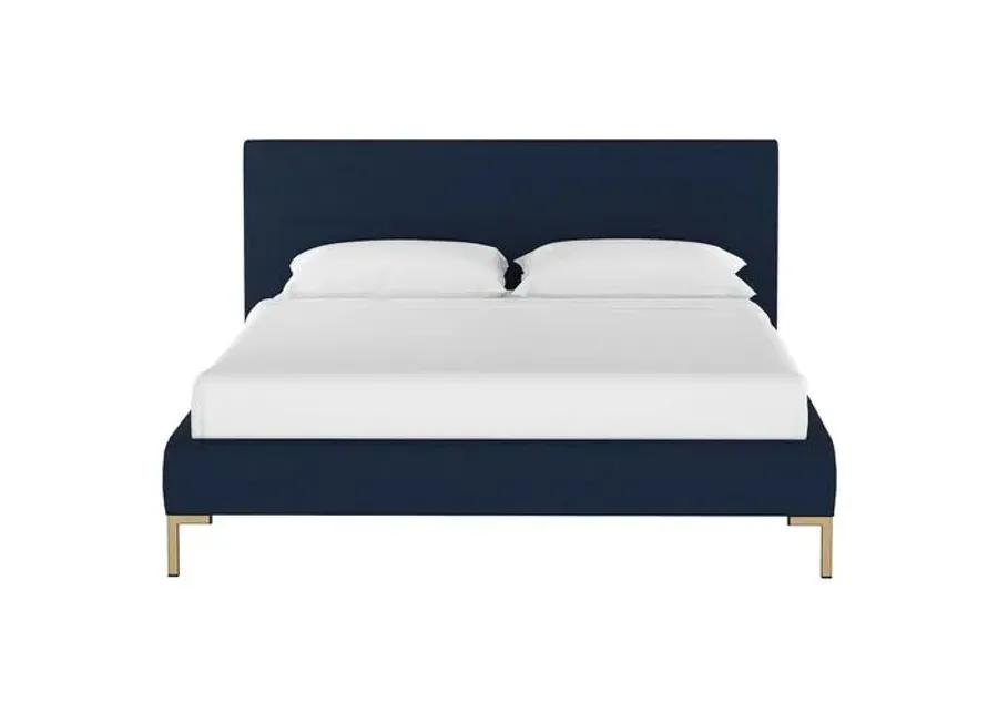 Smith Platform Bed - Navy - Cloth & Company - Handcrafted - Blue - Mattress Required, Upholstered