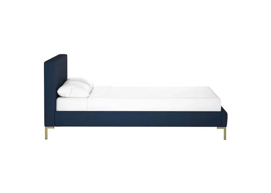 Smith Platform Bed - Navy - Cloth & Company - Handcrafted - Blue - Mattress Required, Upholstered