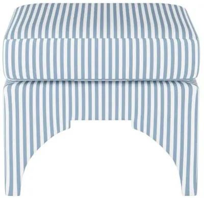 Maude Pillow-Top Ottoman - Blue Stripe Linen - Cloth & Company - Handcrafted