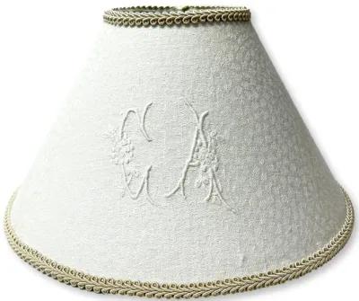 Antique French Damask "C A" Lampshade - Rose Victoria - Handcrafted - White