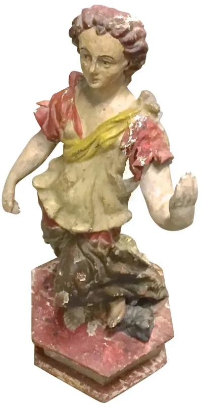 Antique Carved & Painted Sculpture - Vermilion Designs - Pink