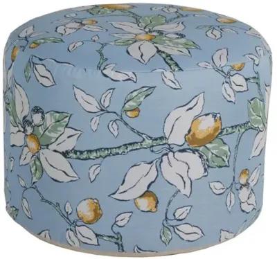 Kit Round Outdoor Pouf - Lemons - Blue