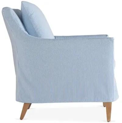 Ines Slipcover Chair - Handcrafted - Blue