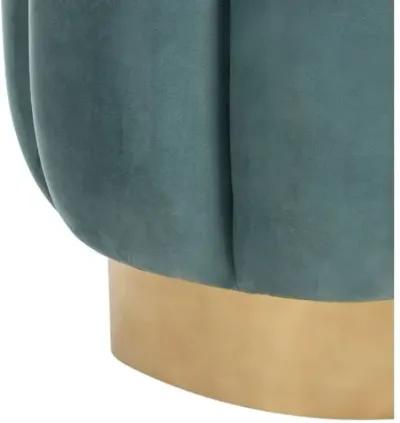 Jara Ottoman - Seafoam Velvet - Blue