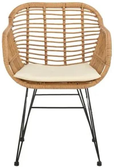 Kuta 3-Pc Outdoor Chat Set - Light Brown/White - Ivory