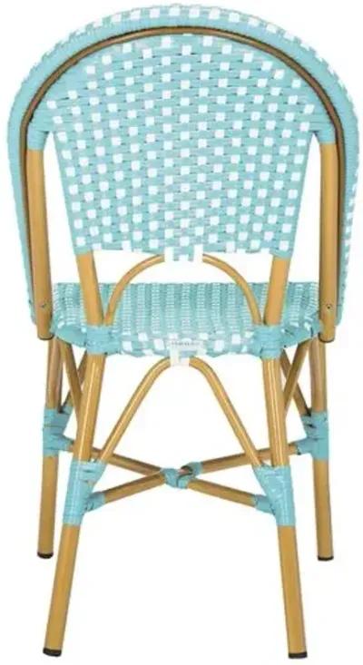 Set of 2 Odeon Stackable Outdoor Side Chairs - Teal/White - Blue