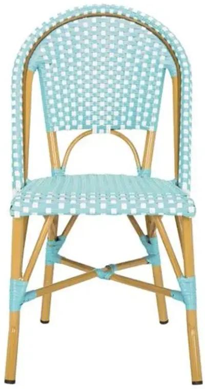 Set of 2 Odeon Stackable Outdoor Side Chairs - Teal/White - Blue