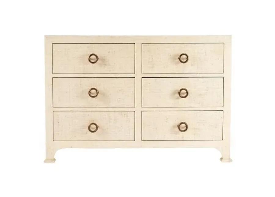 Kos 6-Drawer Raffia Dresser - Beige