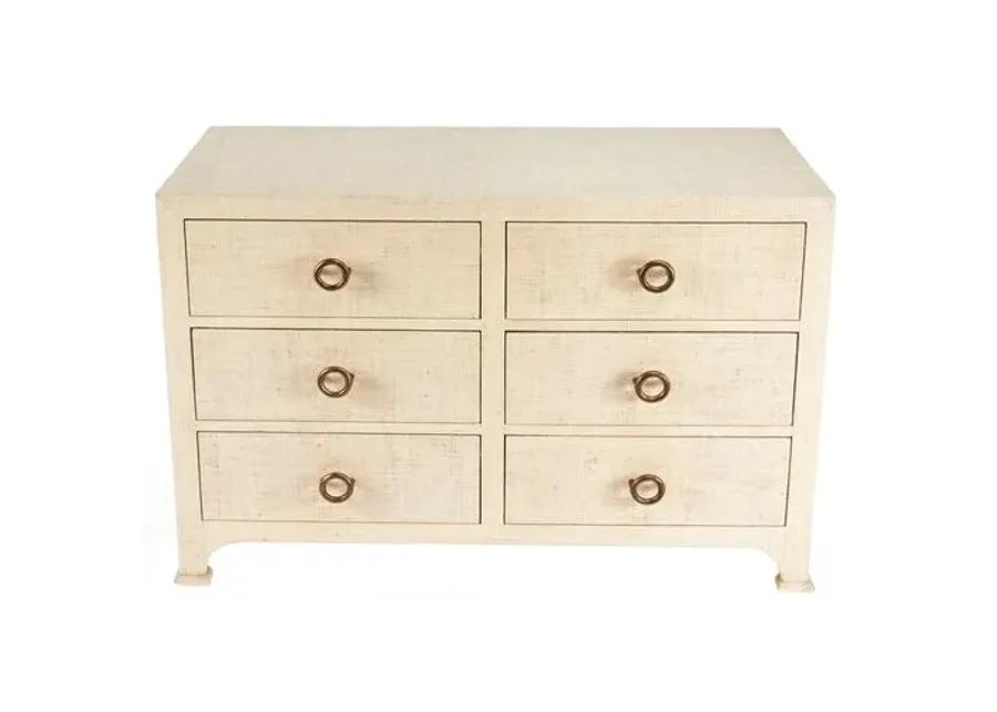 Kos 6-Drawer Raffia Dresser - Beige