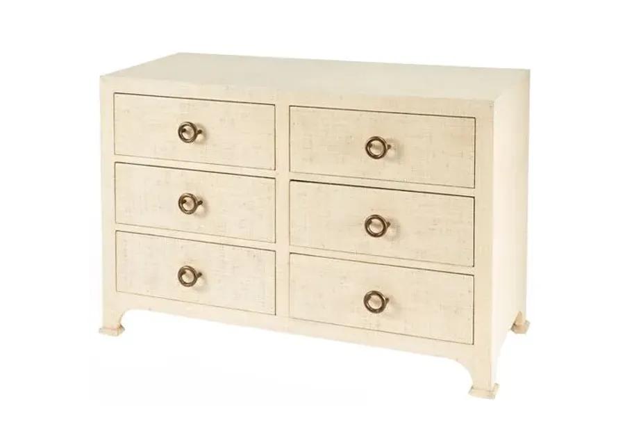 Kos 6-Drawer Raffia Dresser - Beige