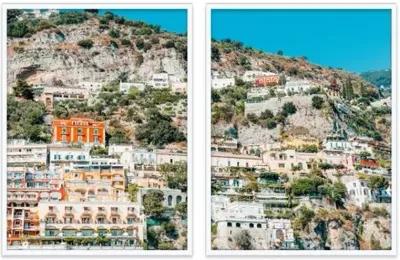 Natalie Obradovich - Positano from the Sea Diptych - Blue