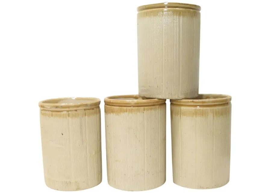 C.1880 English Ironstone Pots - Set of 4 - Chez Vous - Beige