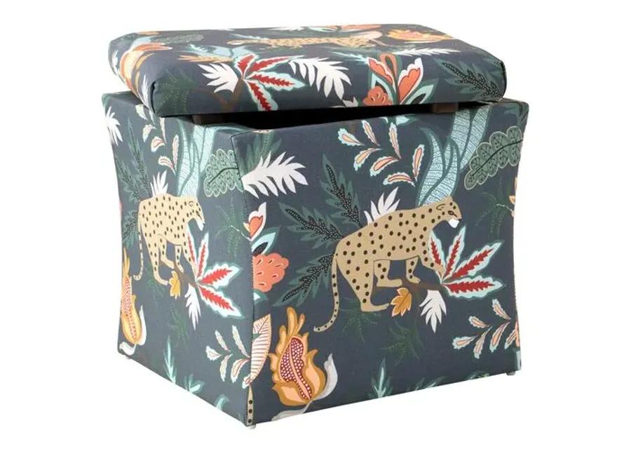 Maria Storage Ottoman - Safari - Handcrafted - Blue