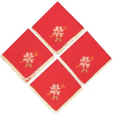 Red Cross-Stitch Napkins - Set of 4 - Chez Vous