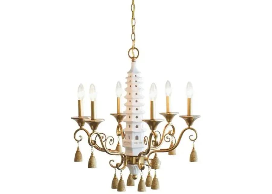 Port 68 - Pagoda 6-Light Chandelier - Gold/White