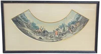 Antique French Hunt Scene Engraving - Vermilion Designs - Blue