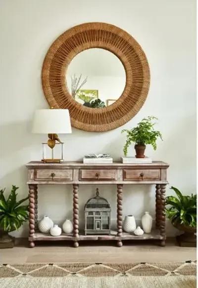 Coastal Living Ridley Round Mirror - Tan - Beige