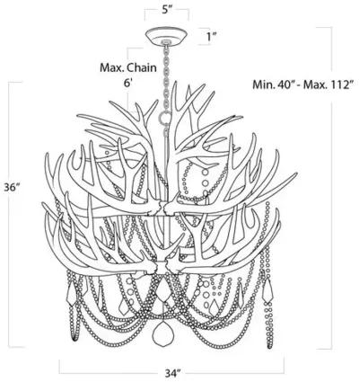 Cheyanne Antler Chandelier - White - Regina Andrew