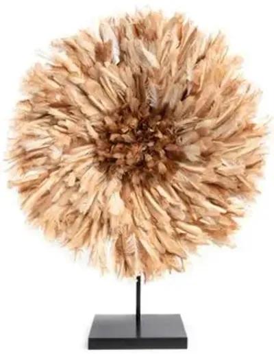 26" Juju Feather Hat with Stand - Natural - Ngala Trading Co.