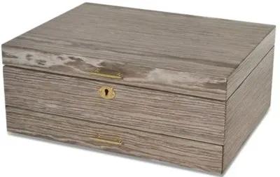 13" Prescott Jewelry Box with Drawer - Taupe/Gold