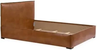 Rayna Leather Platform Bed - Brown