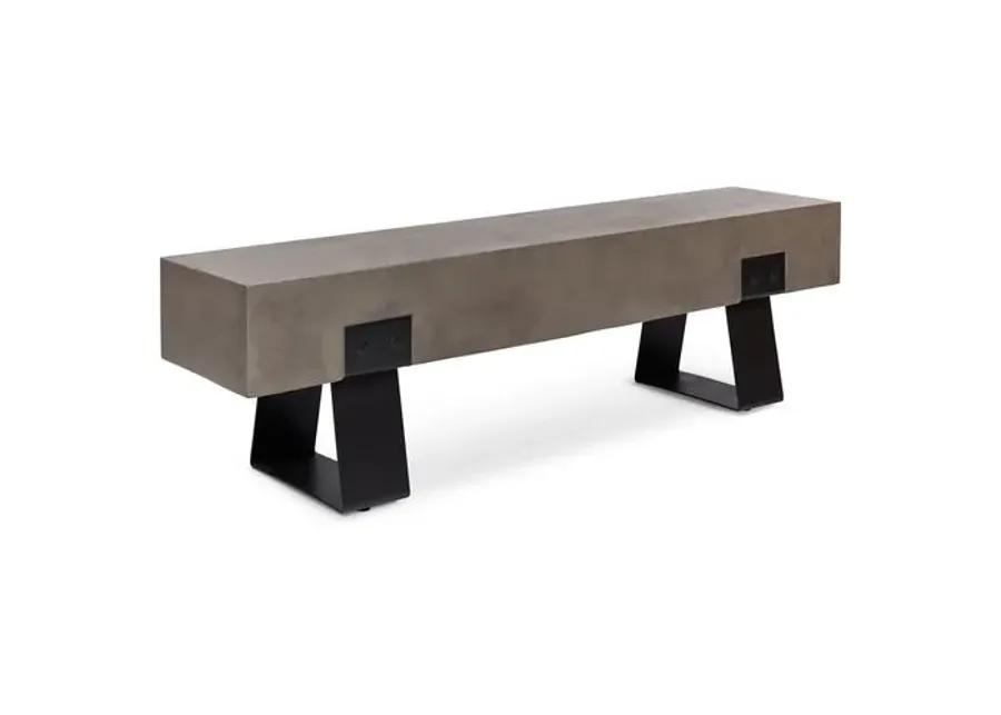 Elwood Industiral Concrete Outdoor Bench - Black/Gray