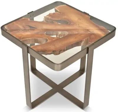 Candess Side Table - Teak/Gray