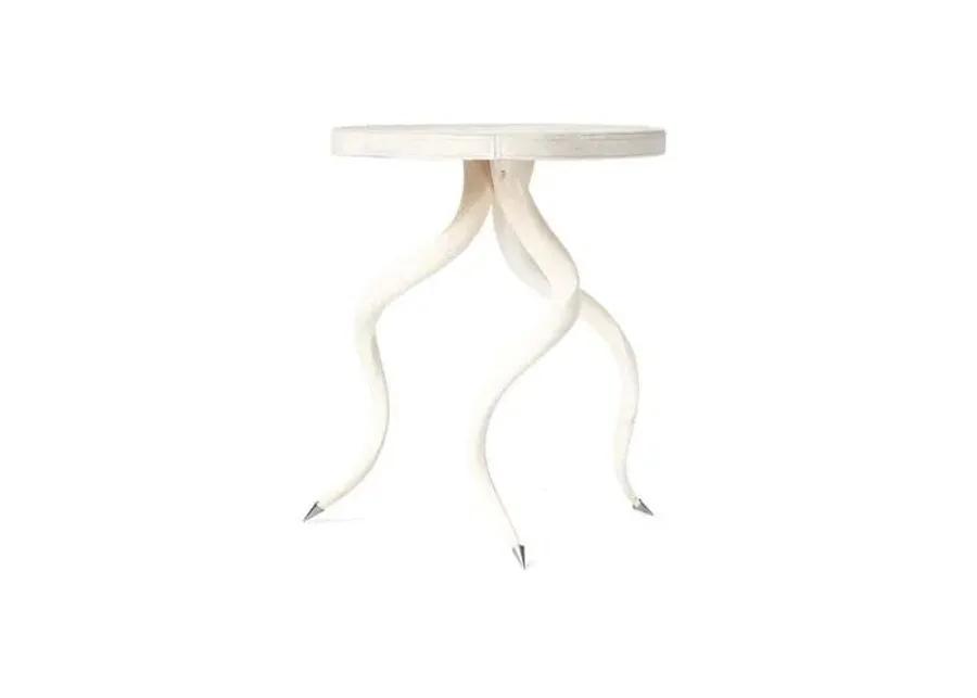 Kudu Horn Side Table - Cream Leather - Ngala Trading Co. - Ivory