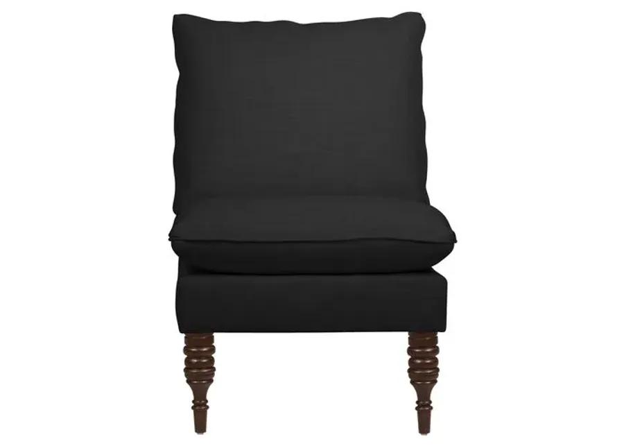 Daphne Linen Slipper Chair - Black