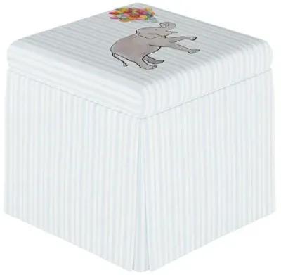 Dyer Storage Ottoman - Elephant Stripe Blue - Handcrafted