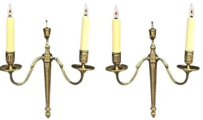 Antique French Bronze Wall Sconces - Set of 2 - Gold