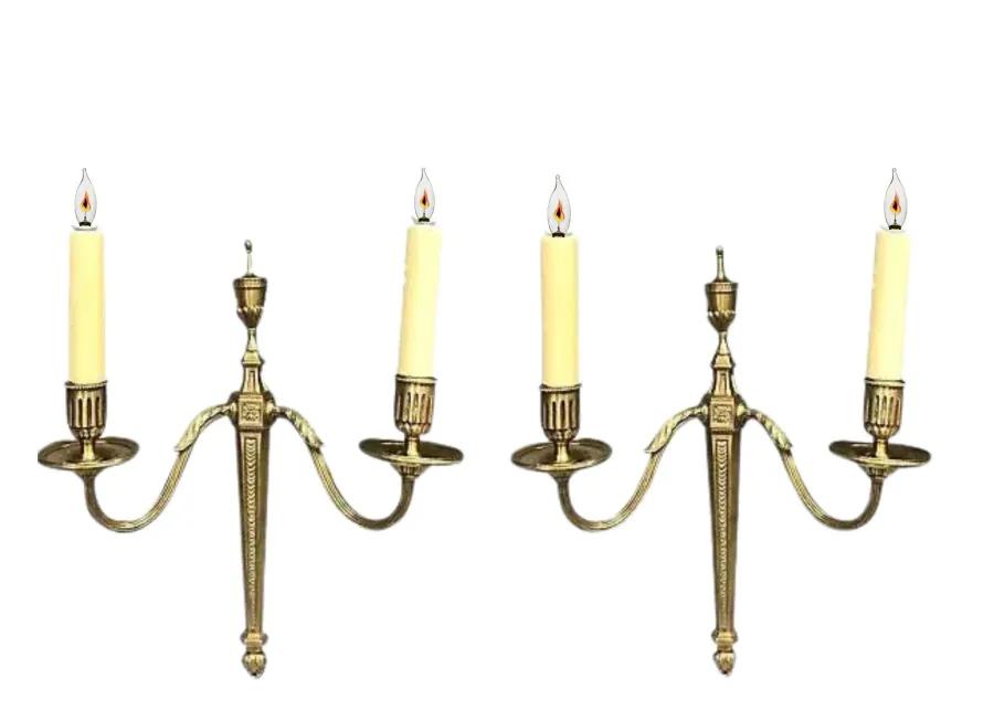 Antique French Bronze Wall Sconces - Set of 2 - Gold