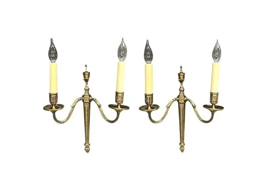 Antique French Bronze Wall Sconces - Set of 2 - Gold