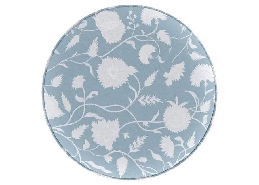 Harper Round Ottoman - Sky Floral - Blue