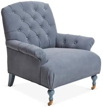 Harrison Tufted Accent Chair - Adriatic Suede - Blue, Comfortable, Durable