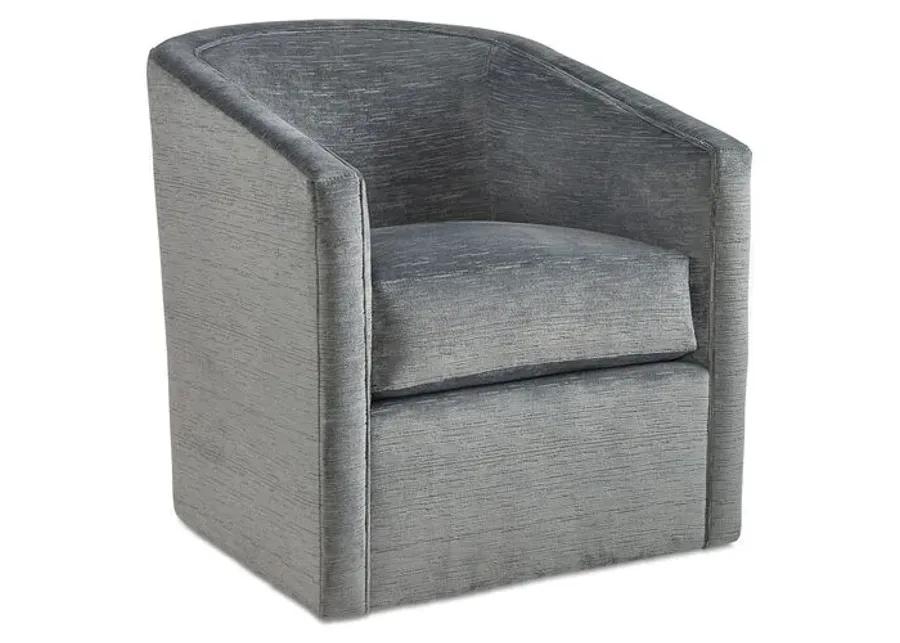 Monica Swivel Chair - Slate Blue Velvet - Miles Talbott - Handcrafted