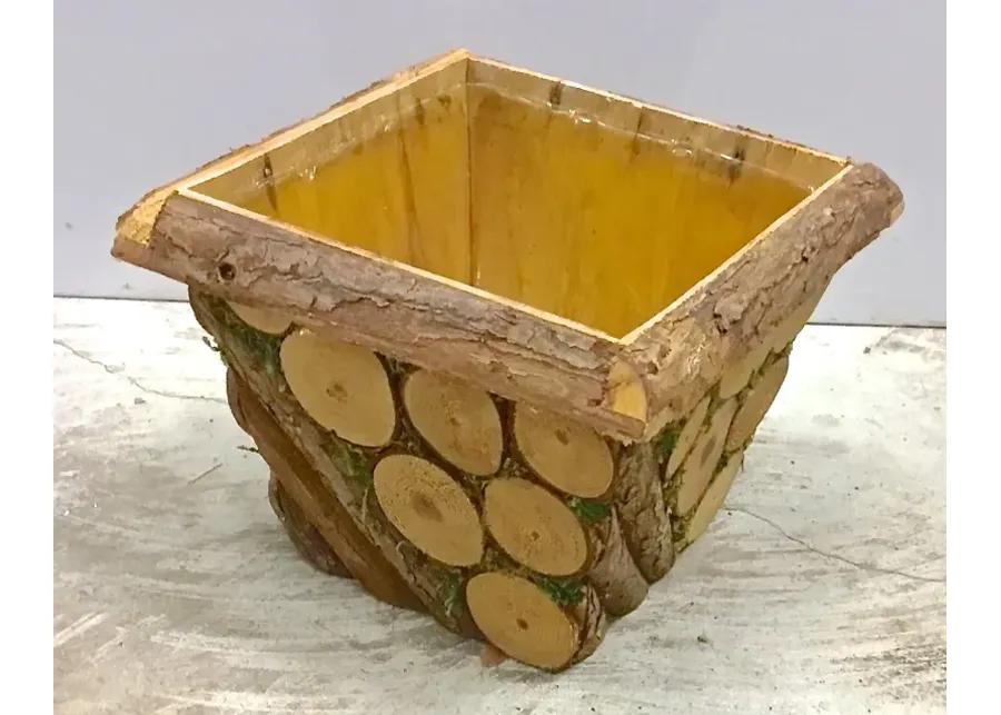 Rustic Wood Cachepot - Vermilion Designs - Brown