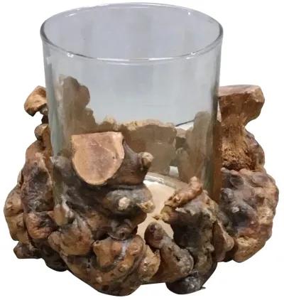 Natural Burl Wood Sculpture Candleholder - Vermilion Designs - Brown