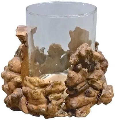 Natural Burl Wood Sculpture Candleholder - Vermilion Designs - Brown